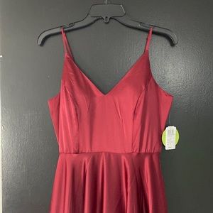 Ruby red prom dress with slit